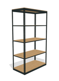 space saver boltless shelving unit with particle board decking