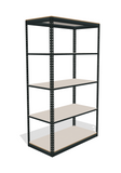 space saver boltltess helving with 5 shelves and laminated board decking