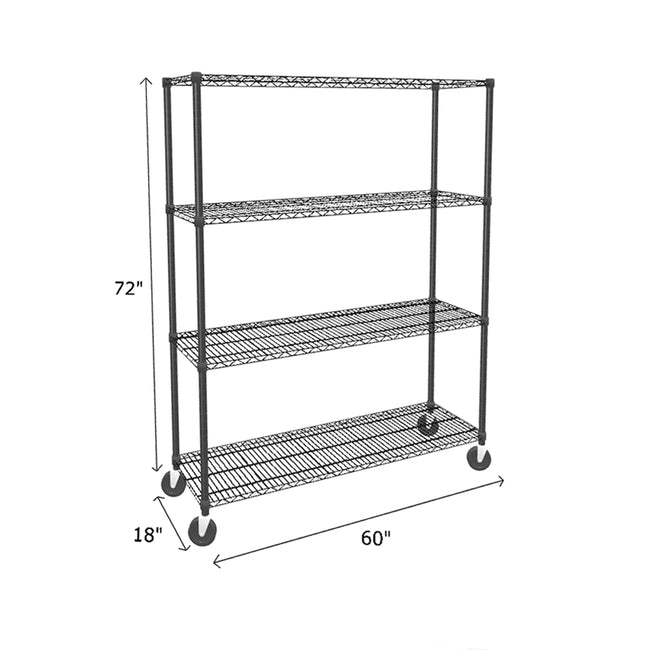 NSF Certified Black Mobile Wire Shelving