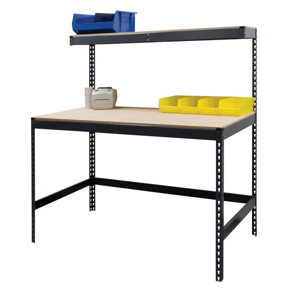 Boltless Workbench with Elevated Shelf
