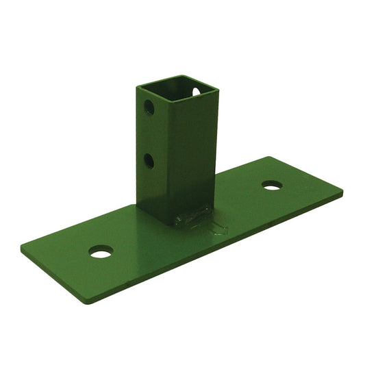 T shaped green metal footplate for fastrak shelving